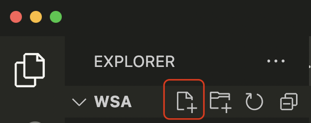 image of the new file icon in VS Code
